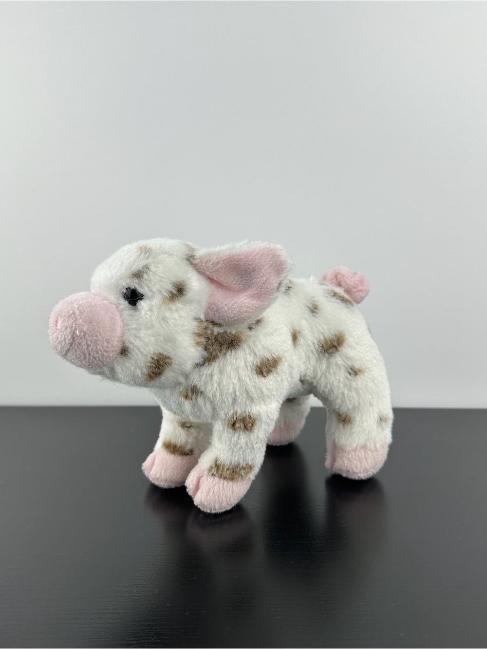 Douglas Cuddle Toys Yogi Realistic Spotted Pig 7” White Pink Brown Plush